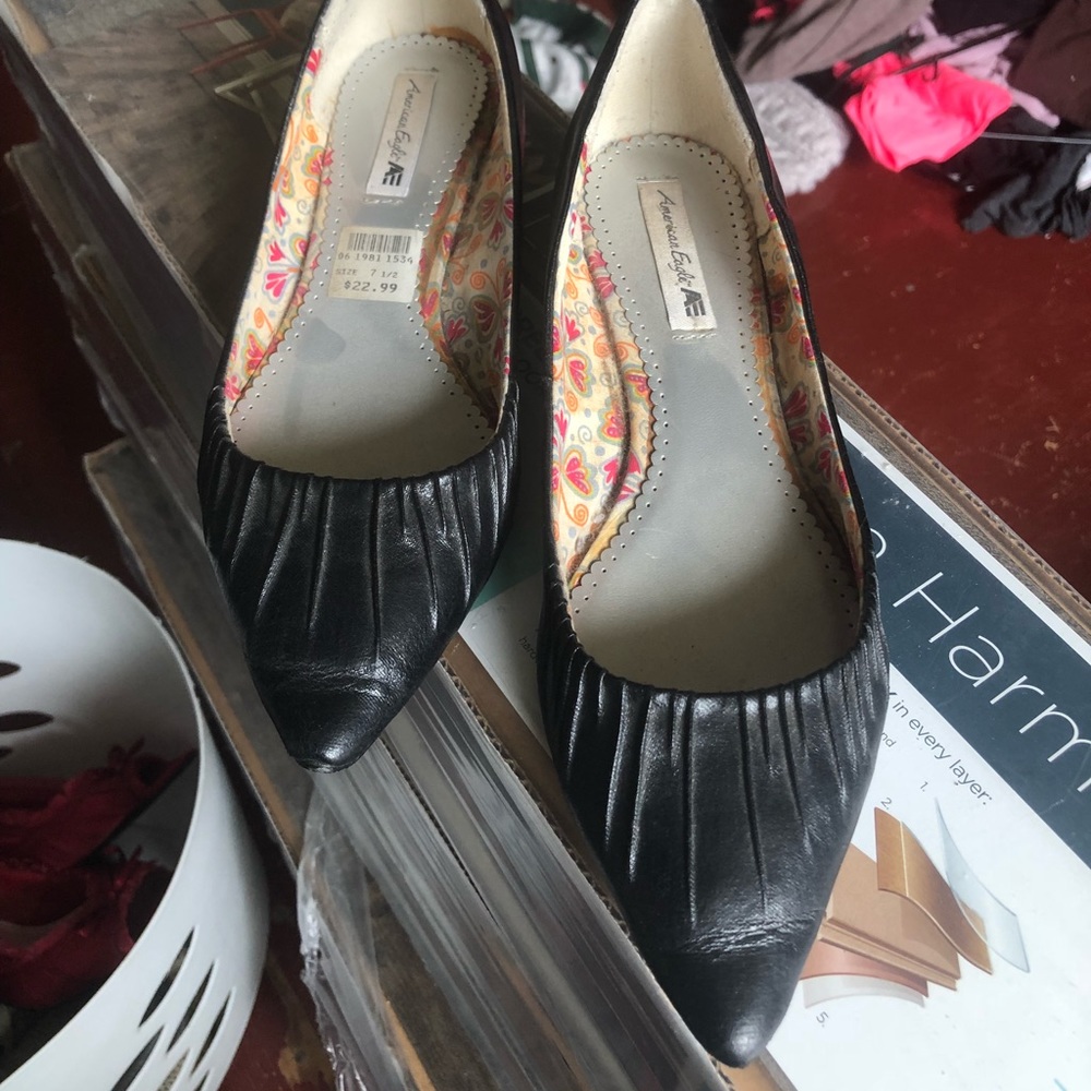 Black flats with kitten heel